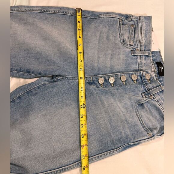 7 For All Mankind High Rise Crop Distressed Denim Jeans New Size 27 - Picture 6 of 11